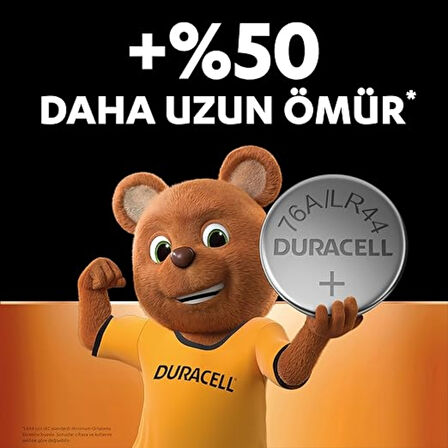 Duracell | LR44 Alkalin Düğme Pil, 1.5V, 4'lü Paket, Uzun Ömürlü Güç, Oyuncaklar ve Hesap Makineleri İçin