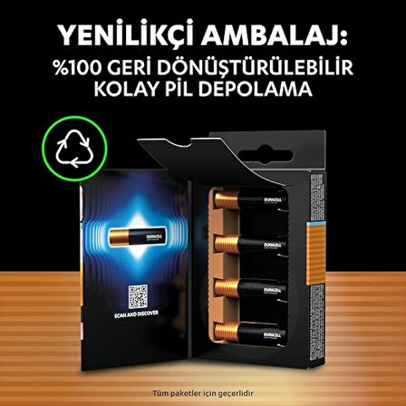 Duracell | Optimum AAA Alkalin İnce Kalem Pil, 1.5V 4'lü Paket, Uzun Ömürlü Güç, Yüksek Performanslı Cihazlar