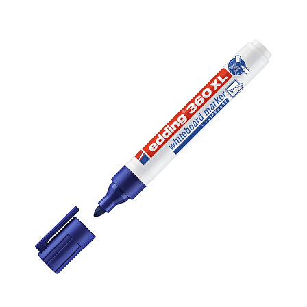 Edding | Cap-Off Beyaz Tahta Kalemi E-360XL Jumbo Boy, Mavi, Yuvarlak Uçlu, 1.5-3 mm, Doldurulabilir