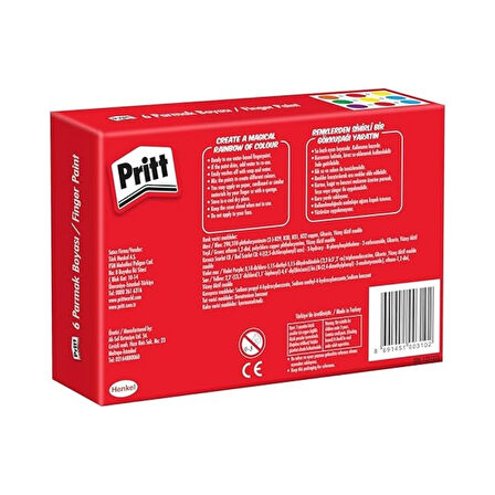 Pritt | Parmak Boyası Seti, 6 Renk x 30 ml, Su Bazlı, Çocuklar İçin Güvenli