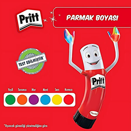 Pritt | Parmak Boyası Seti, 6 Renk x 30 ml, Su Bazlı, Çocuklar İçin Güvenli