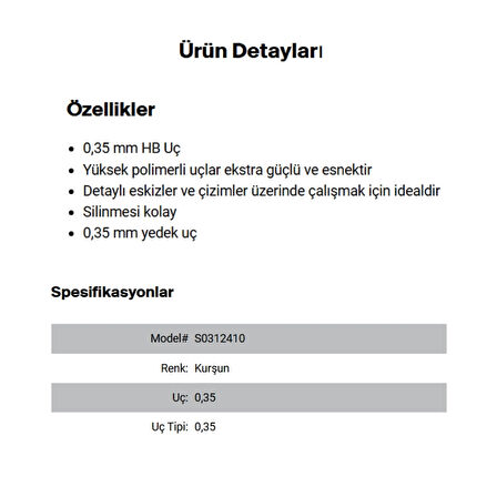 Rotring | 0.3 mm HB Kalem Ucu, Yüksek Polimer, 12'li Uçlu Kutu