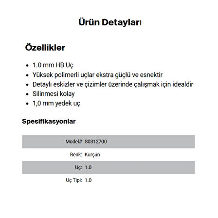 Rotring | 0.9 mm HB Kalem Ucu, Yüksek Polimer, 12'li Uçlu Kutu