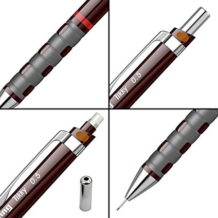 Rotring | Tikky Versatil Kalem, 0.5 mm Uç, Bordo, Ergonomik Tutuş, Dayanıklı Yapı
