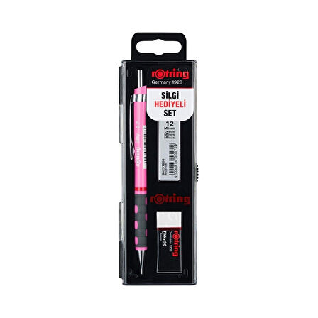 Rotring | Tikky Versatil Kalem Okul Seti, 0.7 mm Uç, Neon Pembe, Silgi ve 12'li Uç Hediyeli