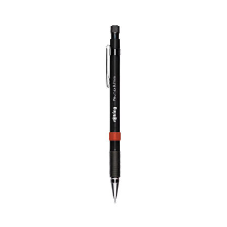 Rotring | Visumax Versatil Kalem, 0.7 mm Uç, Siyah, Ergonomik Kauçuk Tutuş, Çevir-Aç Silgi