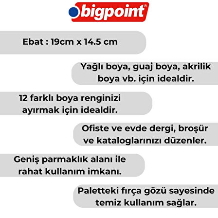 Bigpoint | Godeli Palet, 19 cm, Beyaz, Dayanıklı Plastik Malzeme, Boya Karıştırma ve Uygulama İçin İdeal