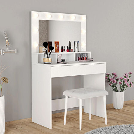 LİGHT MAKYAJ MASASI TABURELİ TAKIM