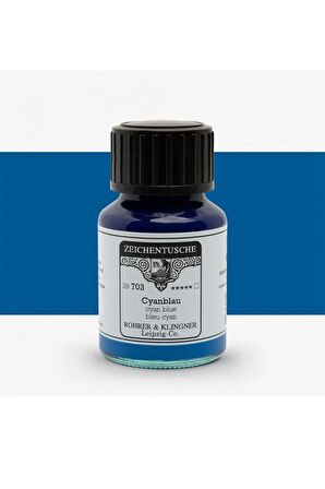 Rohrer&Klingner Kaligrafi mürekkebi Zeichentusche 29-airbrush-fırça-divit-boyama 50ml-703-cyan blue
