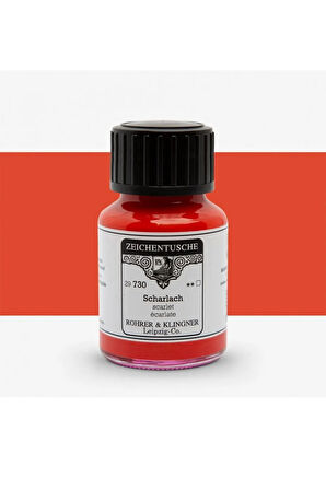 Rohrer&Klingner Kaligrafi mürekkebi Zeichentusche 29-airbrush-fırça-divit-sulu boya 50ml-730-scarlet