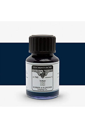 Rohrer&Klingner Kaligrafi mürekkebi Zeichentusche 29-airbrush-fırça-divit-sulu boya 50ml-742-indigo