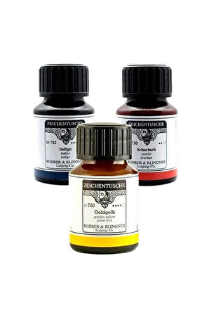 Rohrer&Klingner Kaligrafi mürekkebi Zeichentusche 29-airbrush-fırça-divit 50ml-753-yellow green