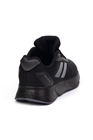 Erkek Siyah Füme Bağcıklı Nefes Alan Esnek Hafif Günlük Sneaker Spor Ayakkabı