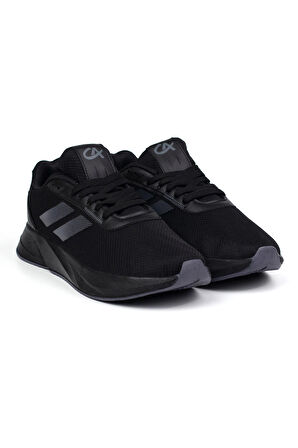 Erkek Siyah Füme Bağcıklı Nefes Alan Esnek Hafif Günlük Sneaker Spor Ayakkabı