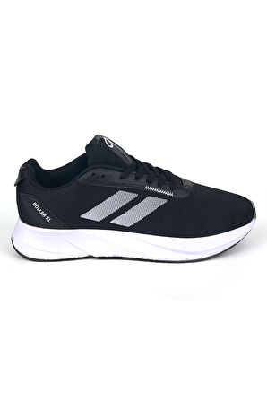 Erkek Siyah Beyaz Bağcıklı Nefes Alan Esnek Hafif Günlük Sneaker Spor Ayakkabı