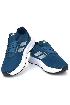 Erkek İndigo Bağcıklı Nefes Alan Esnek Hafif Günlük Sneaker Spor Ayakkabı
