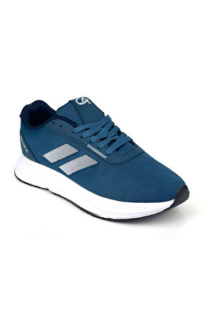 Erkek İndigo Bağcıklı Nefes Alan Esnek Hafif Günlük Sneaker Spor Ayakkabı