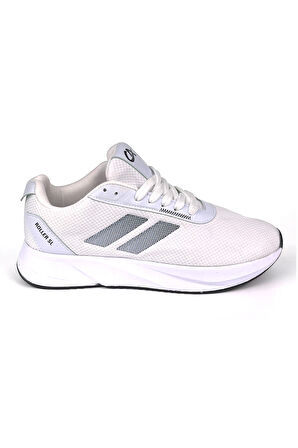 Erkek Beyaz Siyah Bağcıklı Nefes Alan Esnek Hafif Günlük Sneaker Spor Ayakkabı