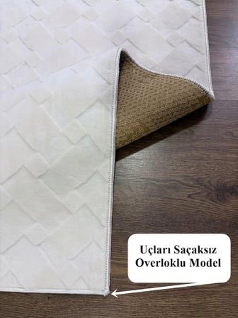 Rölyef Krem Renk Modern Yıkanabilir Salon Oturma Odası Koridor Yolluk Halı