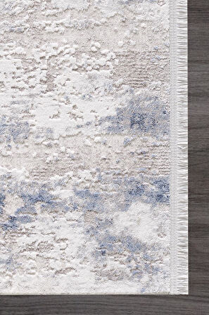 Artemis Halı Romantik 02436B Gri Mavi Modern Saçaklı Halı