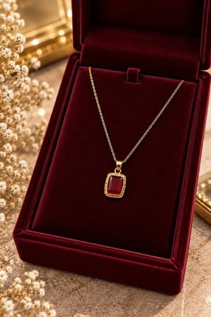 Muhtelif Yakut Taşlı Altın Kolye 14 Ayar 2.62 Gram