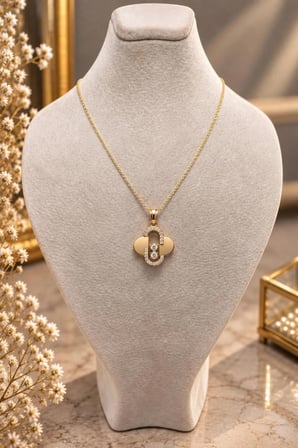 Muhtelif Yonca Altın Kolye 14 Ayar Taşlı 2.72 Gram