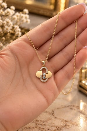 Muhtelif Yonca Altın Kolye 14 Ayar Taşlı 2.72 Gram