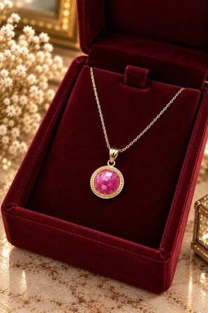 Muhtelif Pembe Taşlı Altın Kolye 14 Ayar 2.92 Gram
