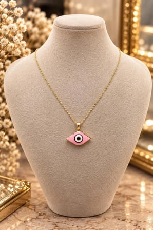 Muhtelif Pembe Göz Altın Kolye 14 Ayar 2.21 Gram