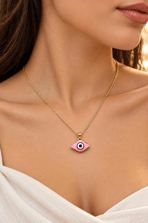 Muhtelif Pembe Göz Altın Kolye 14 Ayar 2.21 Gram