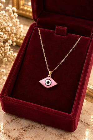 Muhtelif Pembe Göz Altın Kolye 14 Ayar 2.21 Gram