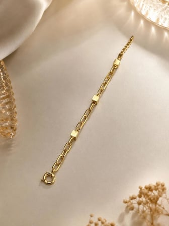 Muhtelif 14 Ayar Küp Detaylı Altın Bileklik 6.68 Gram 19 cm