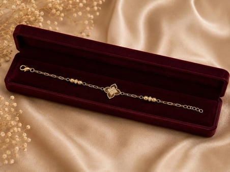 Muhtelif 14 Ayar Altın Bileklik Çiçek Motifli Zirkon Taşlı 4.78 Gram 19 cm