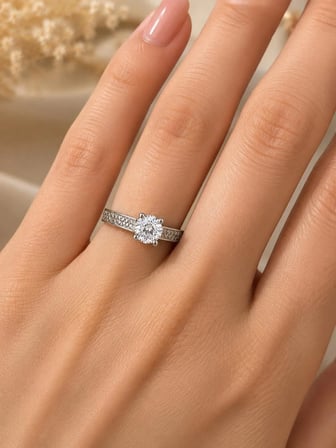Beyaz Altın Tek Taş Yüzük 14 Ayar Zirkon Taşlı 2.86 Gram