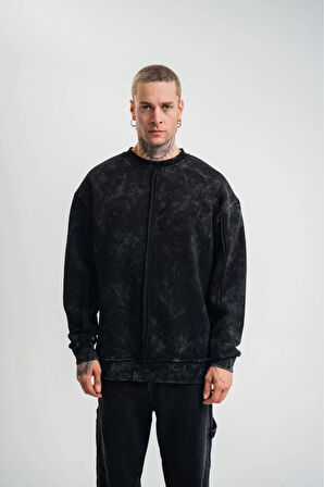 Premium Kalite Bisiklet Yaka Yıkamalı SweatShirt 