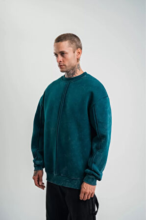 Premium Kalite Bisiklet Yaka Yıkamalı SweatShirt 