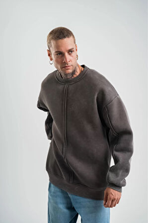 Premium Kalite Bisiklet Yaka Yıkamalı SweatShirt 