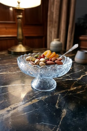 Virenna Cam Ayaklı Çerezlik Sunumluk Kahvaltılık Kase 3’lü Set 12 cm 130 ml