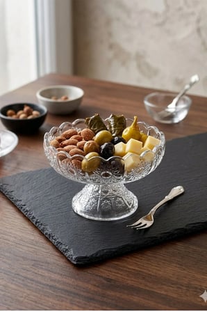 Virenna Cam Ayaklı Çerezlik Sunumluk Kahvaltılık Kase 3’lü Set 12 cm 130 ml