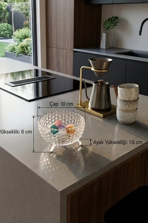 Beloria Ayaklı Cam Kase 6'lı Set 10 cm Şeffaf Sunum ve Çerezlik Kasesi
