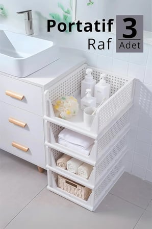 Orvena Katlanır Kayar Raf Organizer Dolap İçi Kıyafet Aksesuar Düzenleyici Çok Amaçlı Saklama Rafı 3'lü Set