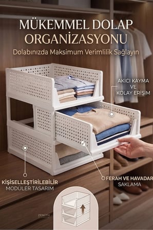 Orvena Katlanır Kayar Raf Organizer Dolap İçi Kıyafet Aksesuar Düzenleyici Çok Amaçlı Saklama Rafı 3'lü Set