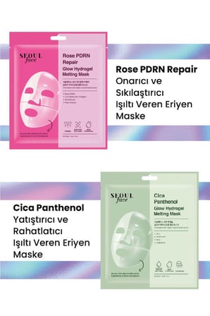 Dermal Seoul Face Gül Rose PDRN Onarıcı Glow Hidrojel Maske ve Cica Eriyen Maske