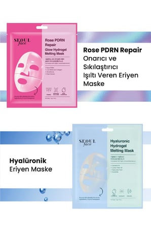 Dermal Seoul Face Gül Rose PDRN Onarıcı Glow Hidrojel Maske ve Hyalüronik Eriyen Maske