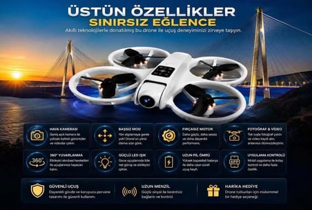 L88 HD KAMERA LEDLİ 360 DÖNEBİLEN OPTİK AKIŞ SABİTLEME VE BAŞSIZ MODLU DRONE ( laptop ve tablet standı hediyeli )