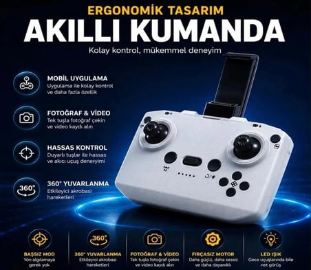 L88 HD KAMERA LEDLİ 360 DÖNEBİLEN OPTİK AKIŞ SABİTLEME VE BAŞSIZ MODLU DRONE ( laptop ve tablet standı hediyeli )