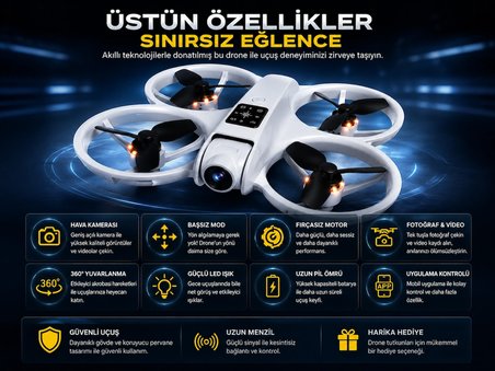 L88 HD KAMERA LEDLİ 360 DÖNEBİLEN OPTİK AKIŞ SABİTLEME VE BAŞSIZ MODLU DRONE