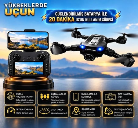 S22 MAX DRONE EKRANLI KUMANDA TEK TUŞLA GELME ÇİFT BATARYALI UYGULAMA KONTROLLÜ TAŞIMA ÇANTALI DRONE ( laptop ve tablet standı hediyeli )