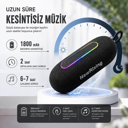 BT 5.3 TAŞINABİLİR RGB LEDLİ TF KART VE FM RADIO DESTEKLİ IP7X SU GEÇİRMEZ ÖZELLİKLİ BLUETOOTH HOPARLÖR