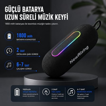 BT 5.3 TAŞINABİLİR RGB LEDLİ TF KART VE FM RADIO DESTEKLİ IP7X SU GEÇİRMEZ ÖZELLİKLİ BLUETOOTH HOPARLÖR